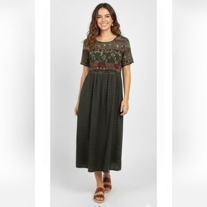 Vintage Bentley Dress Green Maxi Boho Cottage 20W